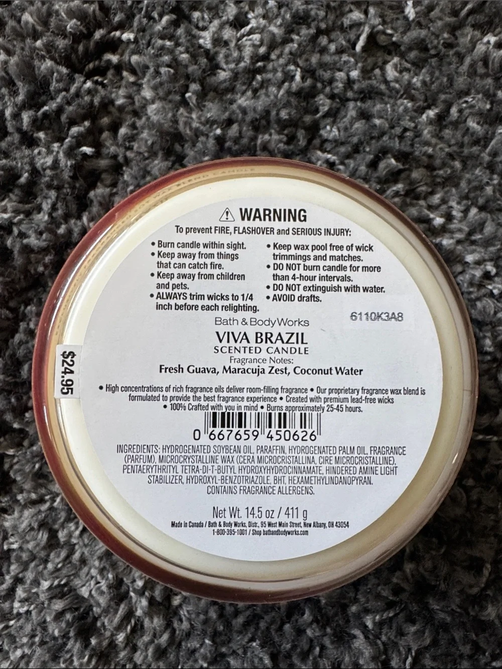 Bath & Body Works Viva Brazil 3 Wick Candle